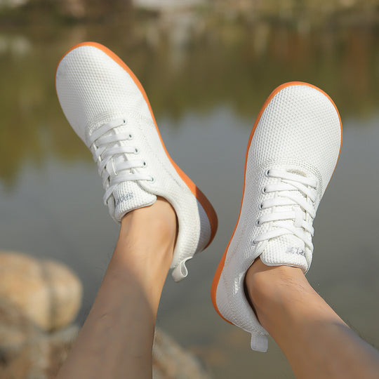 Damen nan federleichter Strick-Sneaker mit nahtlosem Maschenobermaterial, luftdurchlässiger Struktur und flexibler Mikrozellen-Laufsohle R&B