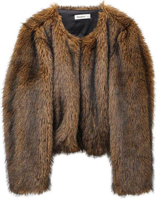 Damen Gefütterte Kunstfelljacke R&B
