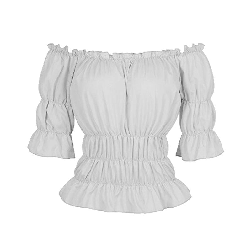 Damen Bluse mit schulterfreiem Design und Rüschendetails R&B
