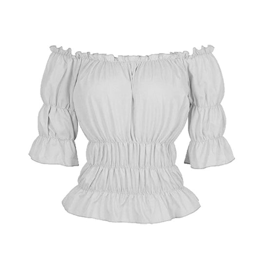 Damen Bluse mit schulterfreiem Design und Rüschendetails R&B