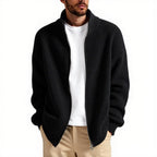 Herren Strickjacke mit hohem Kragen und praktischem Reißverschluss R&B