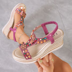 Damen Plateau-Sandalen mit kunstvollem Blumen-Detail R&B