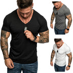 Herren V-Ausschnitt T-Shirt aus weicher Baumwolle mit Brusttasche