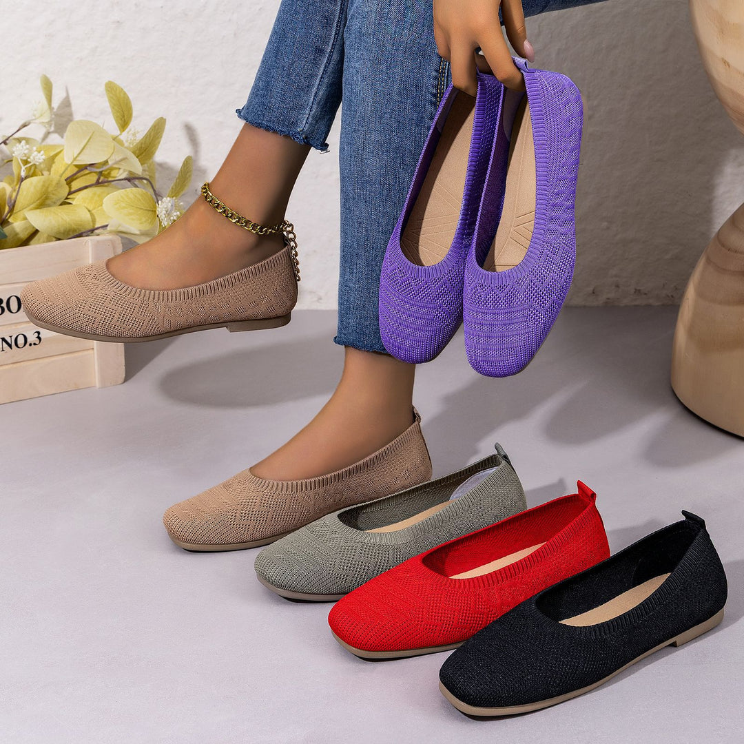 Damen Komfortable und atmungsaktive Strickballerinas R&B