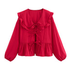 Damen verspielt geschnittene Bluse mit Rüschendetails