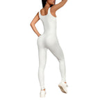 Damen Figurbetonter Jumpsuit aus elastischem Material mit schmalen Trägern R&B
