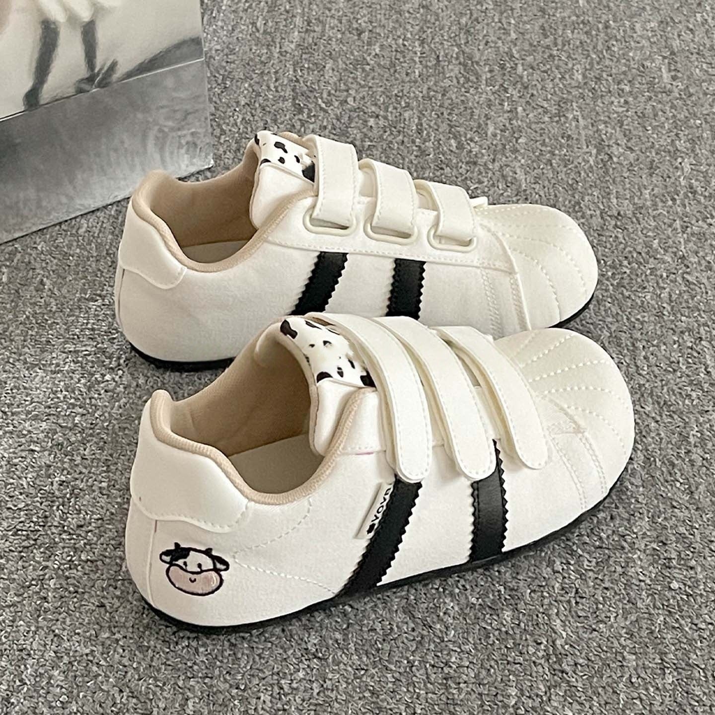 Damen Sneakers mit Velcro-Verschluss und lustigem Tierdesign