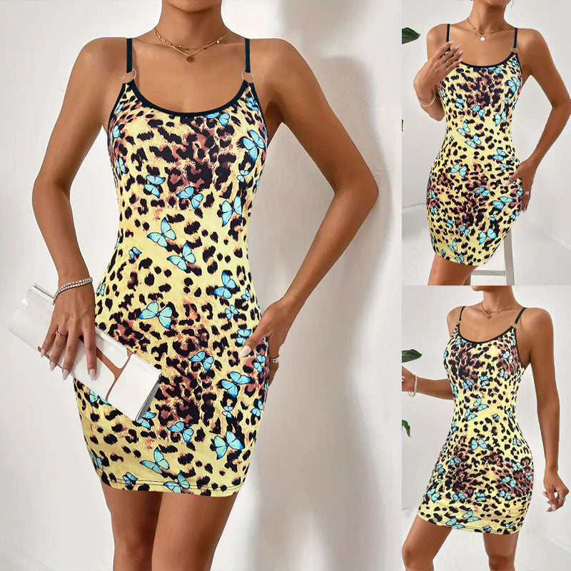 Damen Figurbetontes Minikleid mit floralem Schmetterlingsmuster R&B