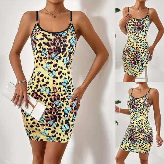 Damen Figurbetontes Minikleid mit floralem Schmetterlingsmuster R&B