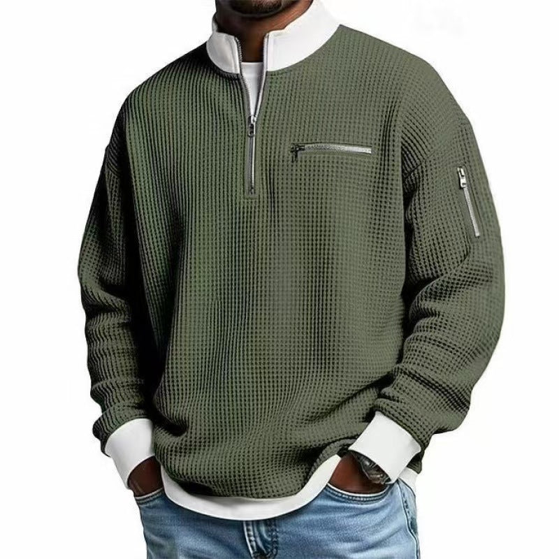 Herren Sweatshirt mit hohem Kragen und praktischem Reißverschluss R&B