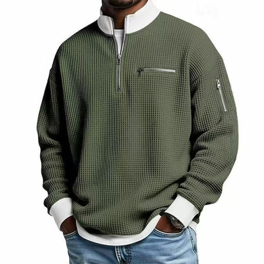 Herren Sweatshirt mit hohem Kragen und praktischem Reißverschluss R&B