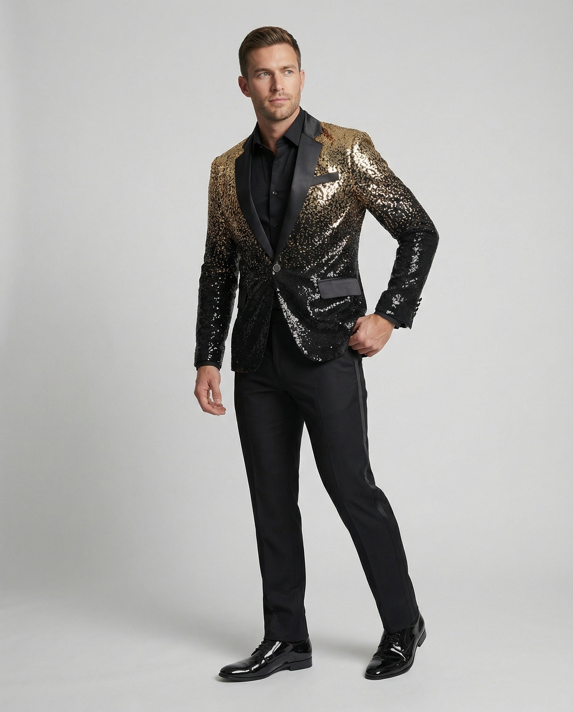 Herren glamouröser Pailletten Blazer R&B