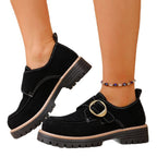 Damen Schnürschuhe mit modischem Riemen und robustem Profil R&B