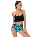 Damen Bikini-Set mit kreativem Rüschendesign und hoch geschnittenem Slip R&B