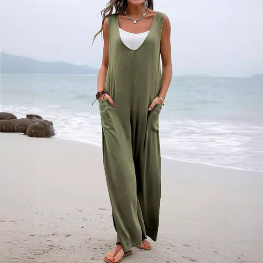 Damen Bequemer Sommeroverall mit weitem Schnitt und praktischen Taschen R&B