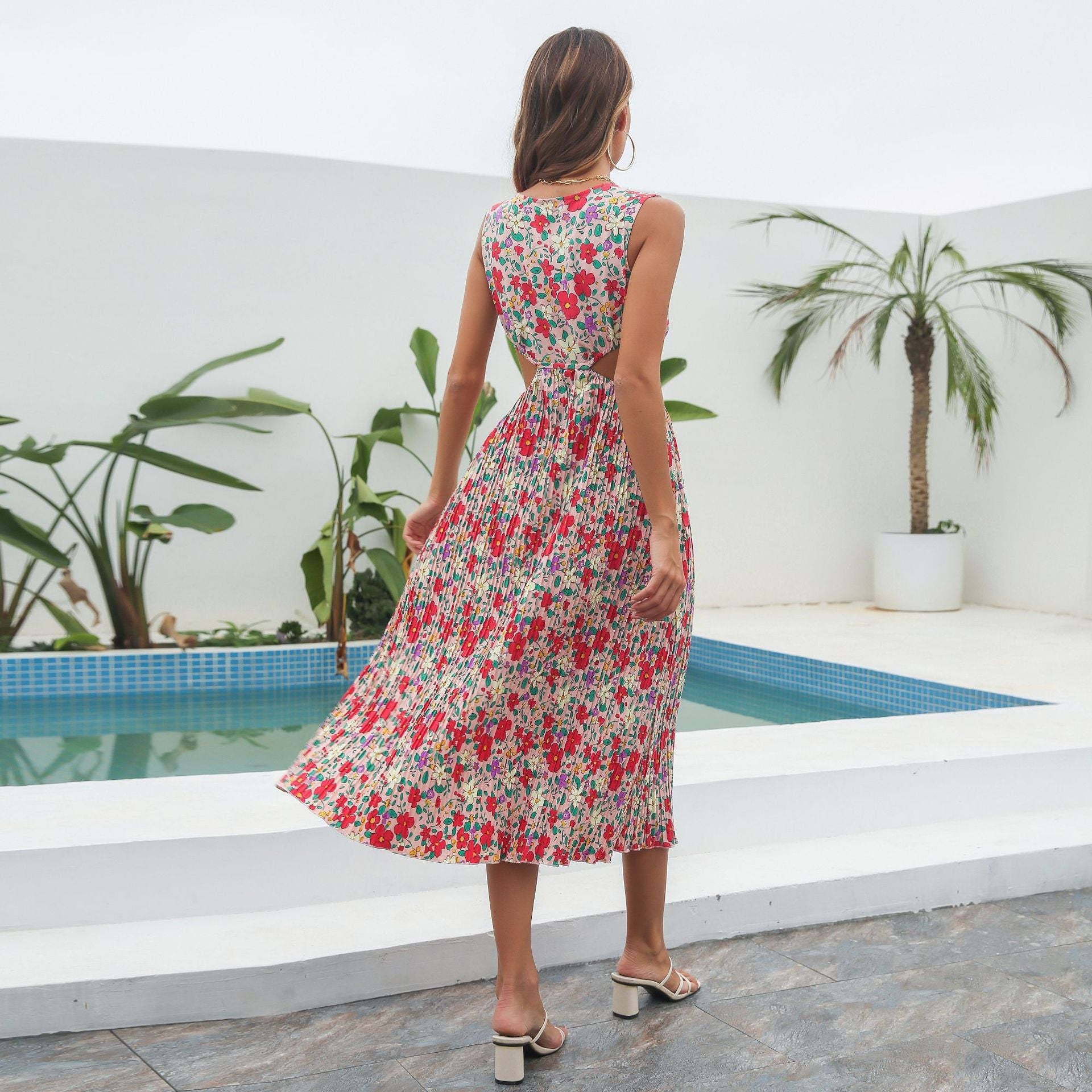 Damen Sommerkleid mit Cut-Out und floralen Motiven R&B