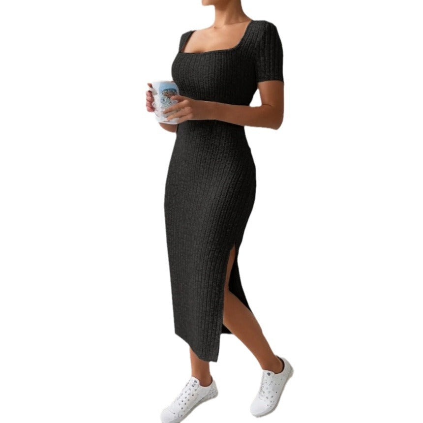 Damen Figurbetontes Maxikleid mit seitlichen Schlitzen und elastischem Material R&B
