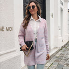Damen lockere Strickjacke mit modischem Streifenmuster R&B