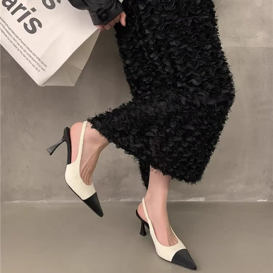 Damen Slingback Pumps aus edlem Materialmix R&B