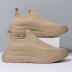 Damen Trendige Slip-On Sneakers mit atmungsaktiver Strickoberfläche und rutschfester Sohle R&B