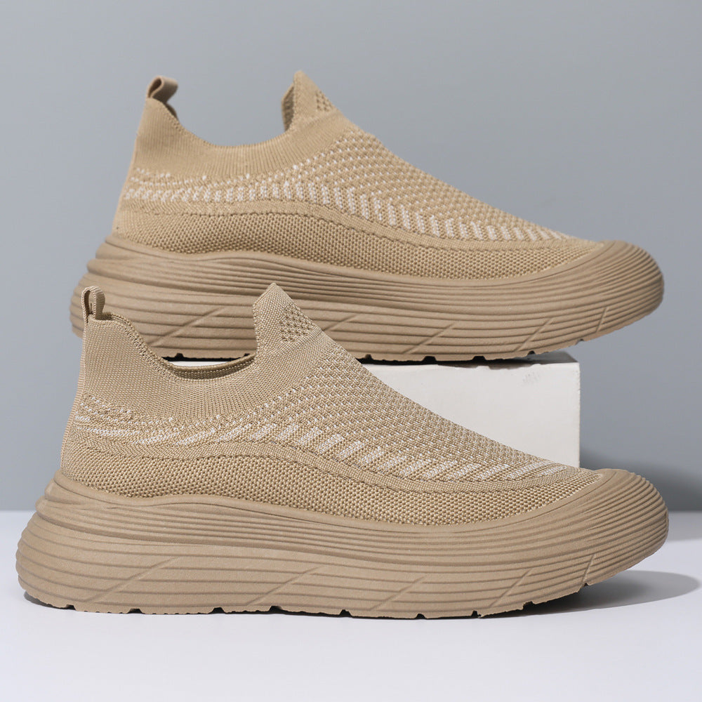 Damen Trendige Slip-On Sneakers mit atmungsaktiver Strickoberfläche und rutschfester Sohle R&B