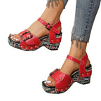 Damen Fashion-Plateau-Sandalen mit modischem Schnallen-Detail R&B