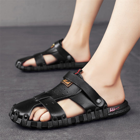 Herren Bequeme Leder-Sandalen mit innovativem Riemensystem R&B