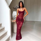 Damen Transparente Spitzenkleid mit eleganter Silhouette und figurbetonendem Design R&B