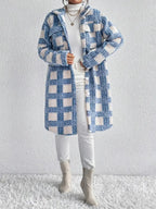 Damen Karierter Fleece-Mantel