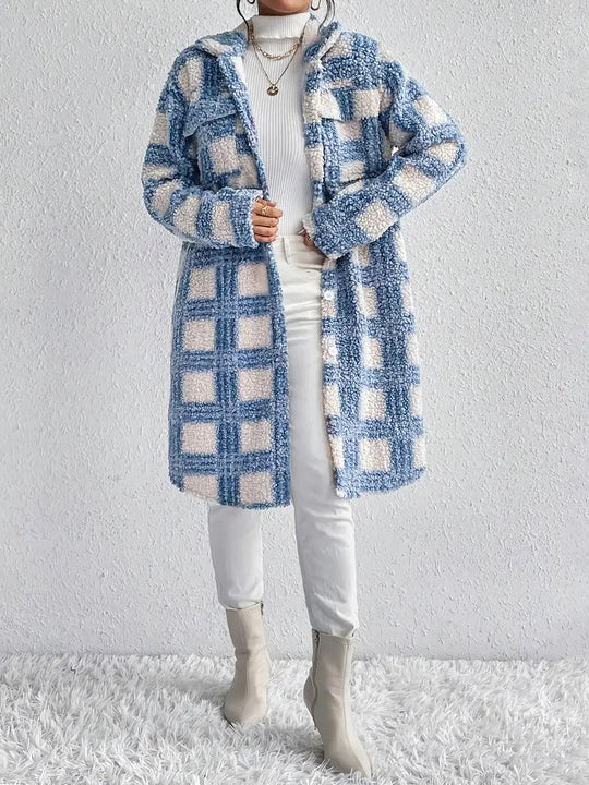 Damen Karierter Fleece-Mantel R&B