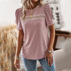 Damen Elegantes Blusenshirt mit Puffärmeln und feinem Muster R&B