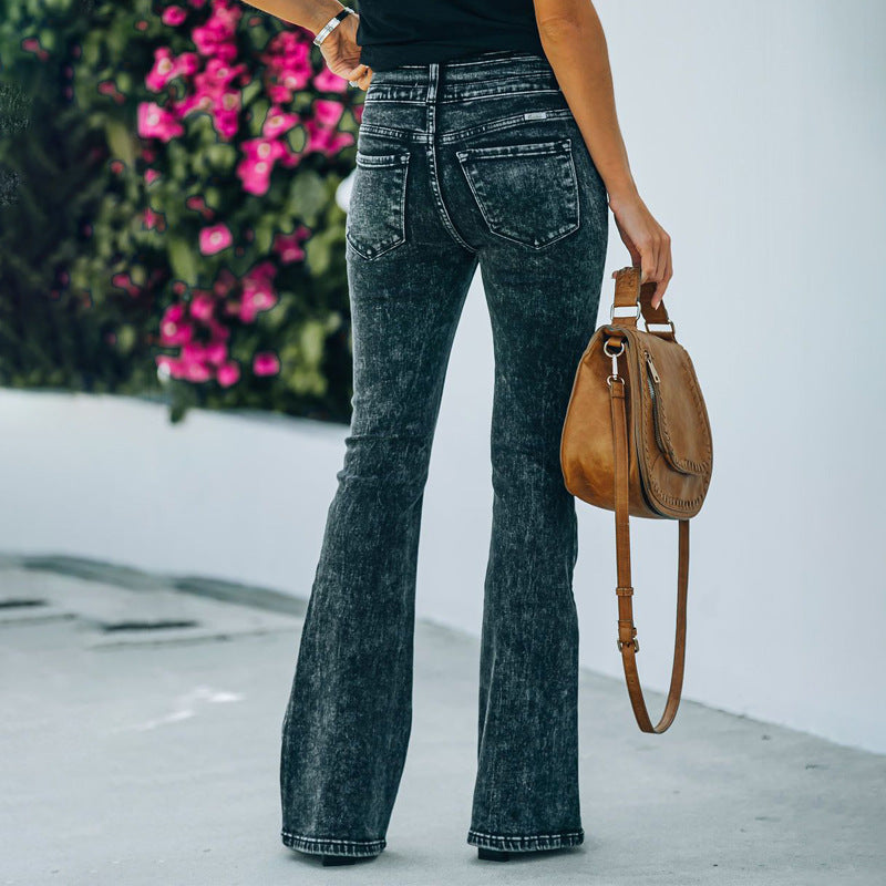 Damen Bootcut Jeans mit hohem Bund und eleganter Waschung R&B