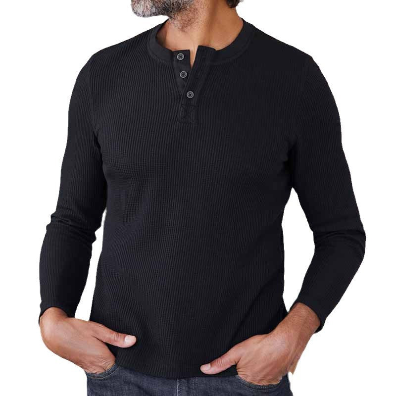 Herren Strick-Thermo-Oberteil mit Knopfleiste