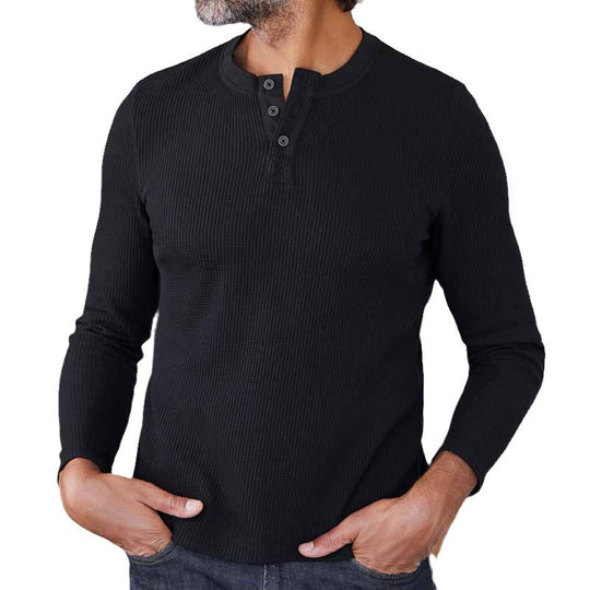 Herren Strick-Thermo-Oberteil mit Knopfleiste R&B