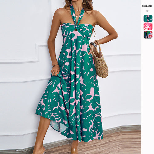 Damen Maxi-Bustierkleid mit floralen Akzenten und elastischem Oberteil R&B