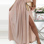 Damen Elegantes Abendkleid mit schimmerndem Oberteil und voluminösem Rock R&B