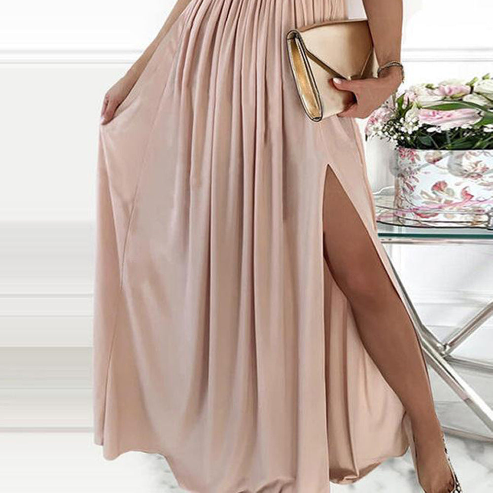 Damen Elegantes Abendkleid mit schimmerndem Oberteil und voluminösem Rock R&B