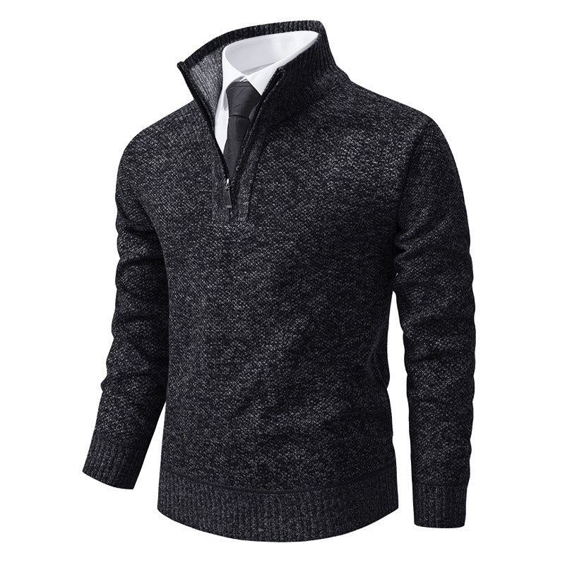 Herren Strickpullover mit modernem Reißverschluss und strukturiertem Design