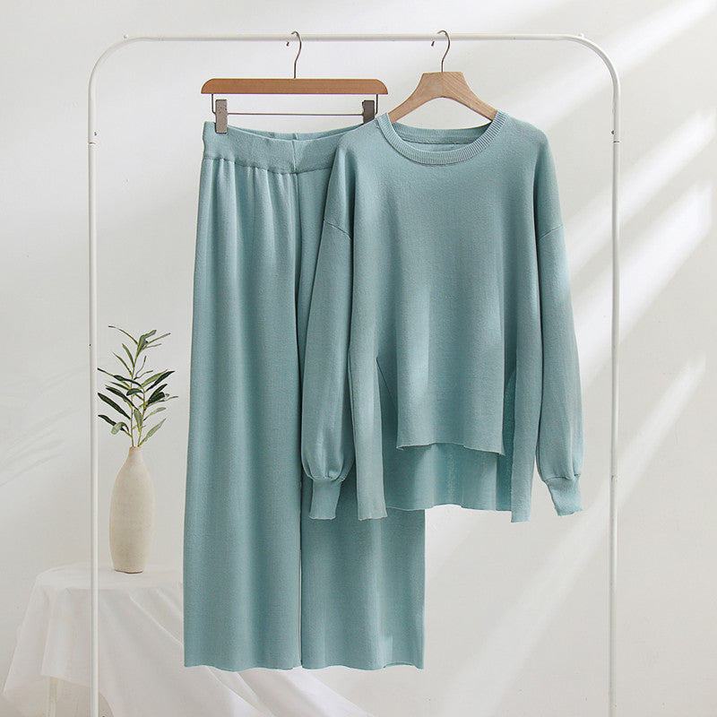 Damen lässiges Strickoberteil und Hose Set R&B