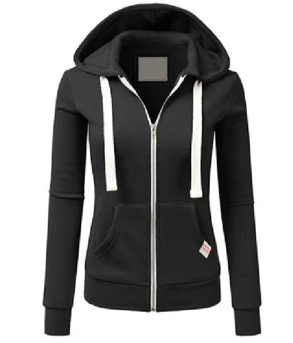 Damen sportliche Kapuzenjacke mit durchgehendem Reißverschluss und praktischen Taschen R&B