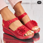 Damen elegante und komfortable Sandalen mit floralem Cut-Out-Design R&B