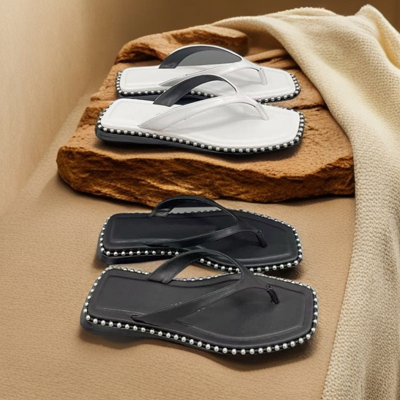Damen modische Flip-Flops mit Perlenschmuck