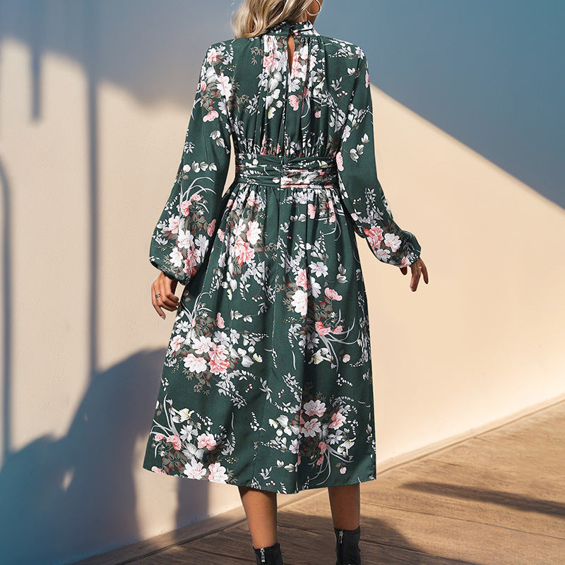 Damen Maxi-Kleid mit elegantem floralem Design und Rüschendetails R&B