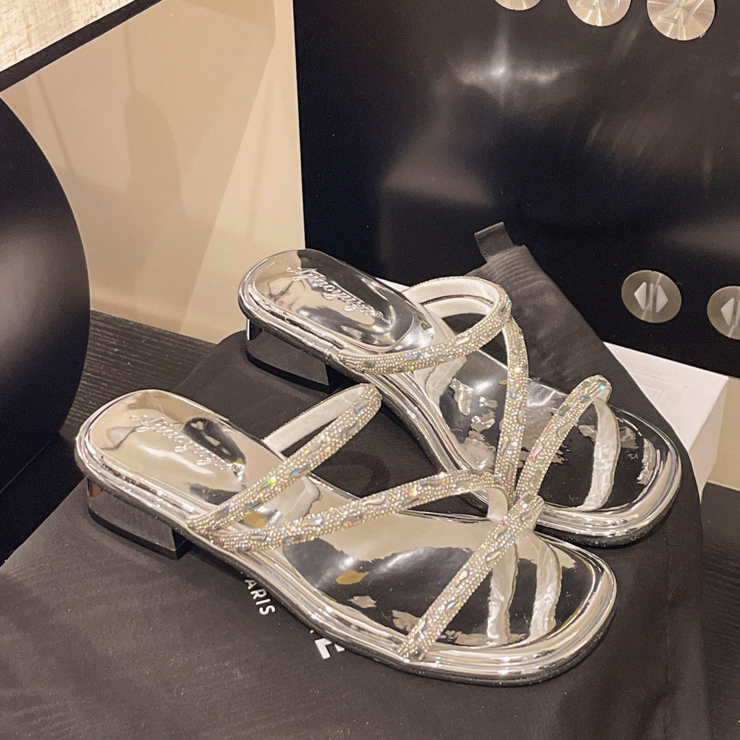Damen Elegante und funkelnde Sandalen mit geschwungenem Riemendesign R&B
