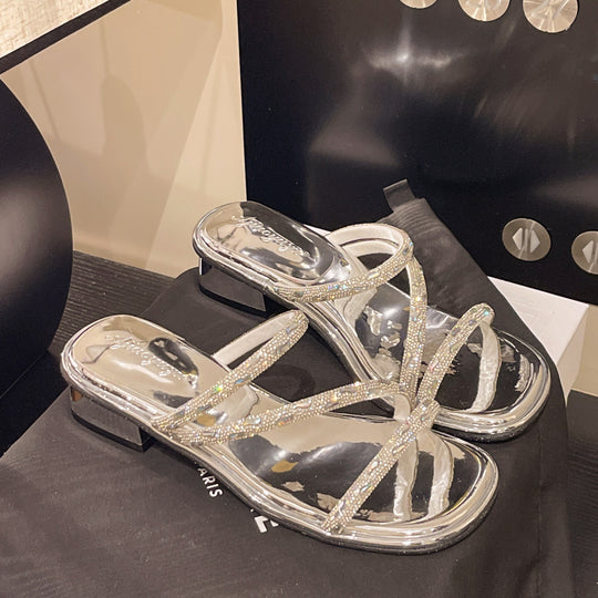 Damen Elegante und funkelnde Sandalen mit geschwungenem Riemendesign R&B