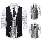 Herren elegante Weste mit kariertem Innenfutter R&B