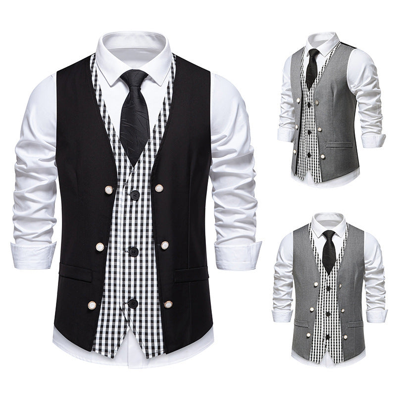 Herren elegante Weste mit kariertem Innenfutter R&B