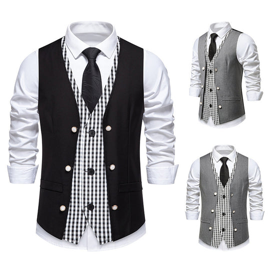 Herren elegante Weste mit kariertem Innenfutter R&B