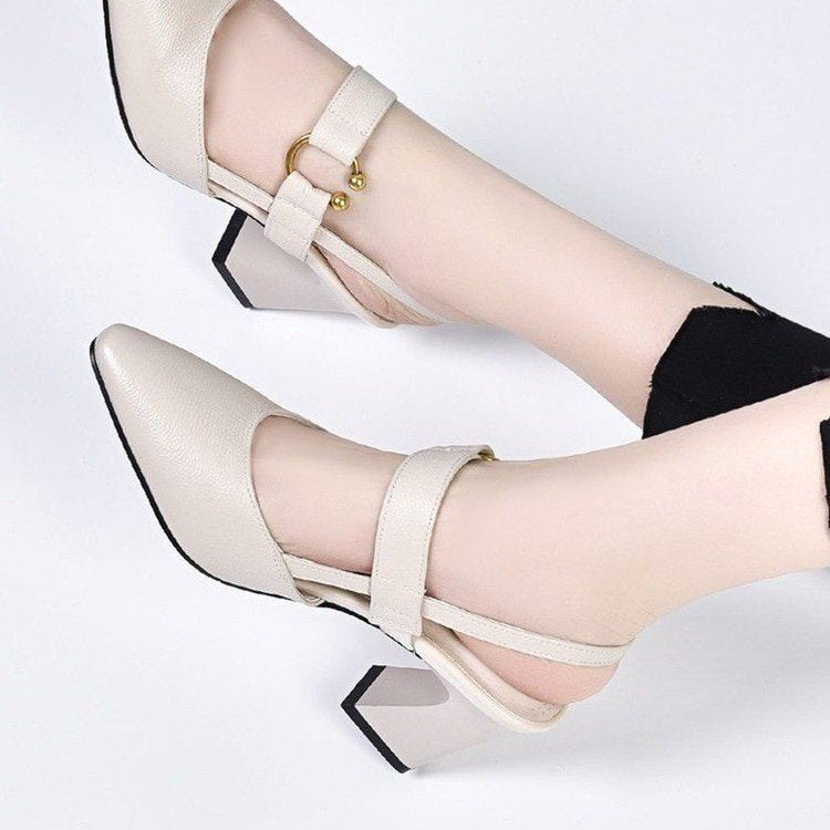 Damen Slingback Pumps mit elegantem Blockabsatz und modischem Riemendesign R&B