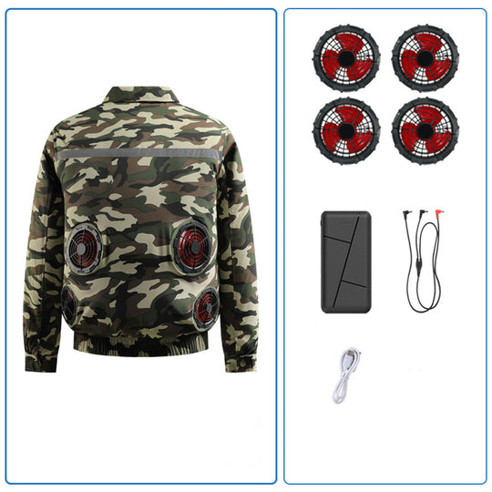 Unisex nan leichte Arbeitsschutz-Kühljacke mit vier integrierten Lüftern, atmungsaktivem Meshfutter und elastischem Saum R&B